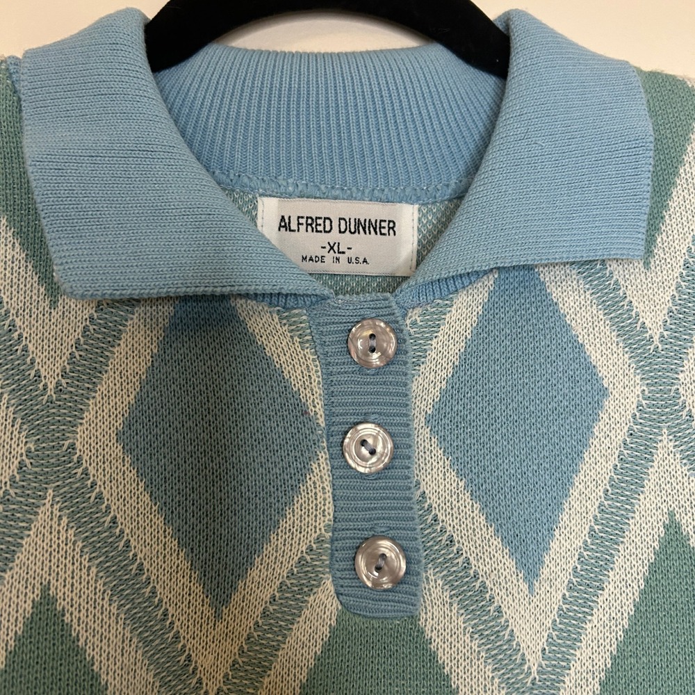 Vintage Alfred Dunner Golf Polo Shirt XL Diamond Argyle Knit - Picture 2 of 5